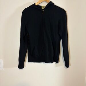 Vtg Juicy COUTURE zip UP 100% Cashmere CARDIGAN hoodie  Sweater “J” Sz M Flawed
